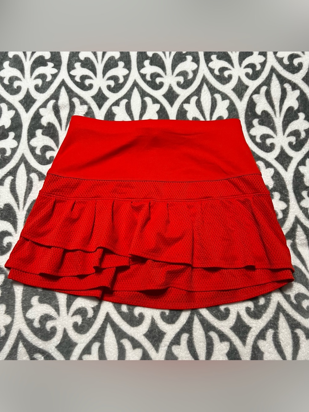 Lucky in Love Women’s Red Ruffle Tennis Skort Skirt with Built in Shorts
Small